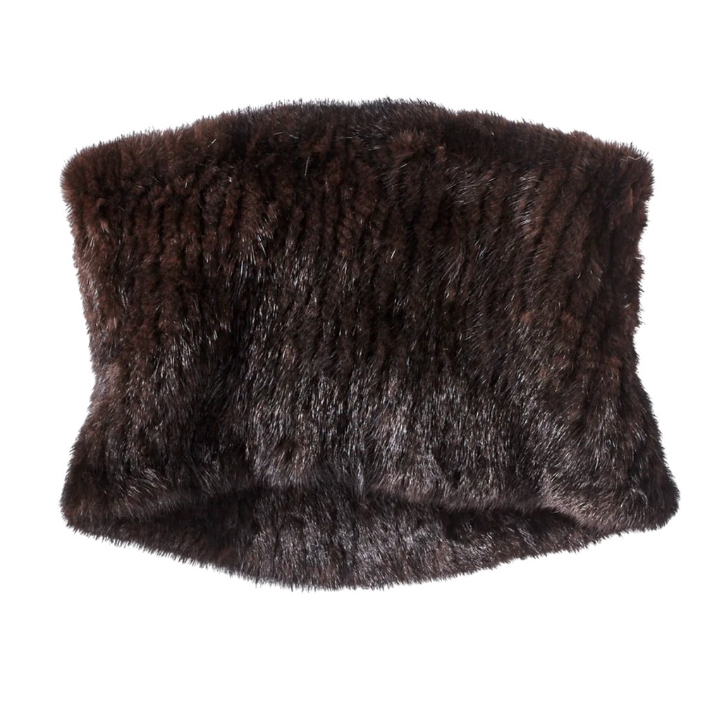 Genuine mink fur infinity scarf cowl unisex brown new
